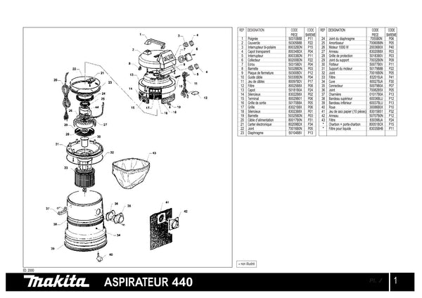 Vue éclatée Makita 440 - page 1