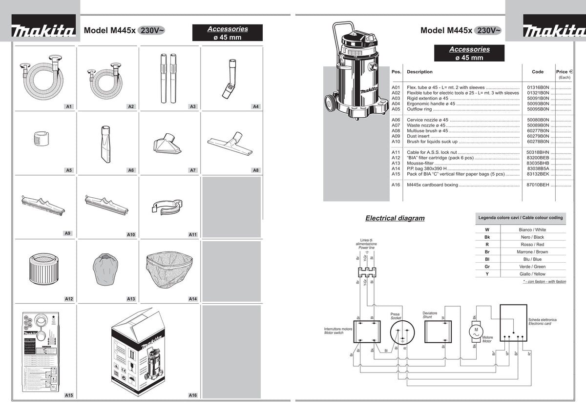 Vue éclatée Makita 445X - page 4