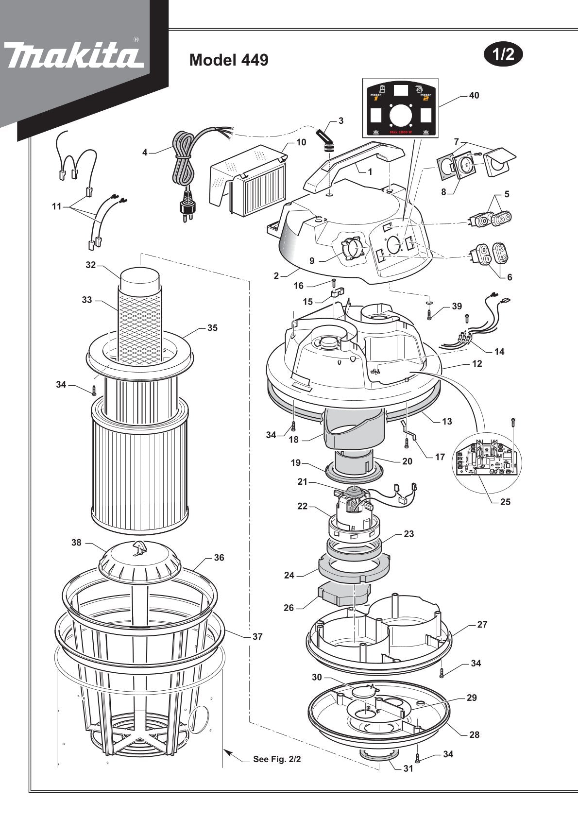 Vue éclatée Makita 449 - page 2