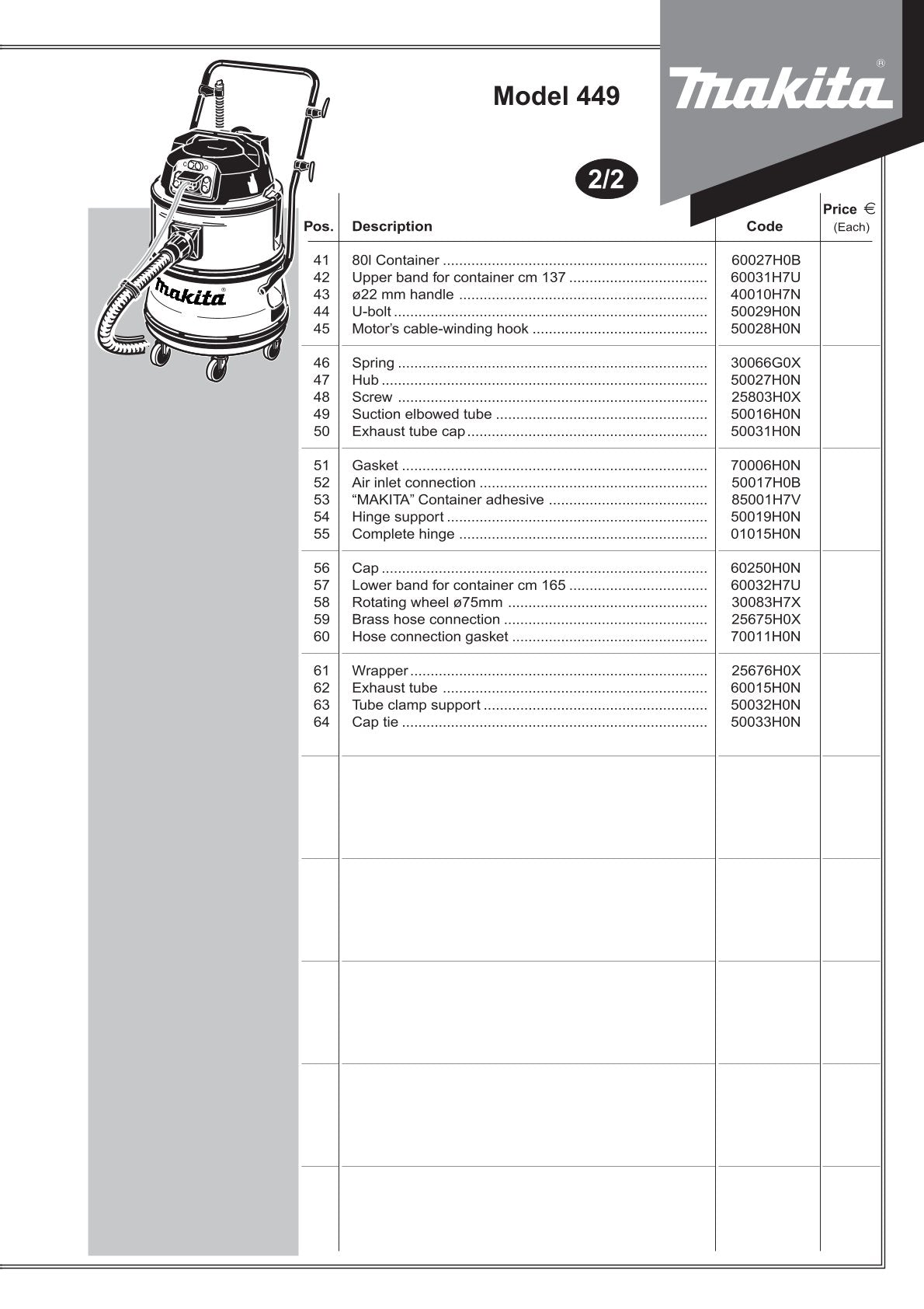 Vue éclatée Makita 449 - page 5