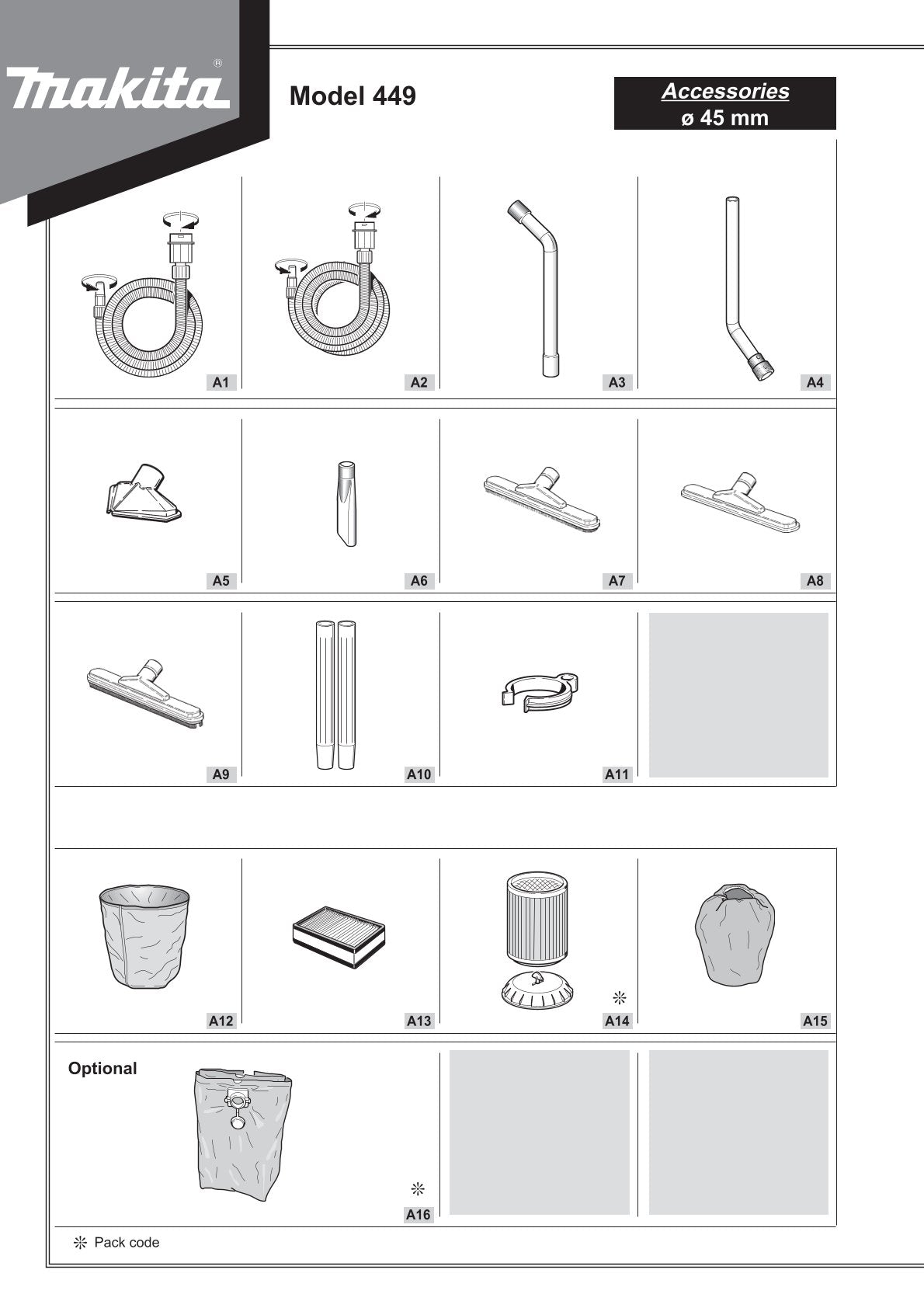 Vue éclatée Makita 449 - page 6