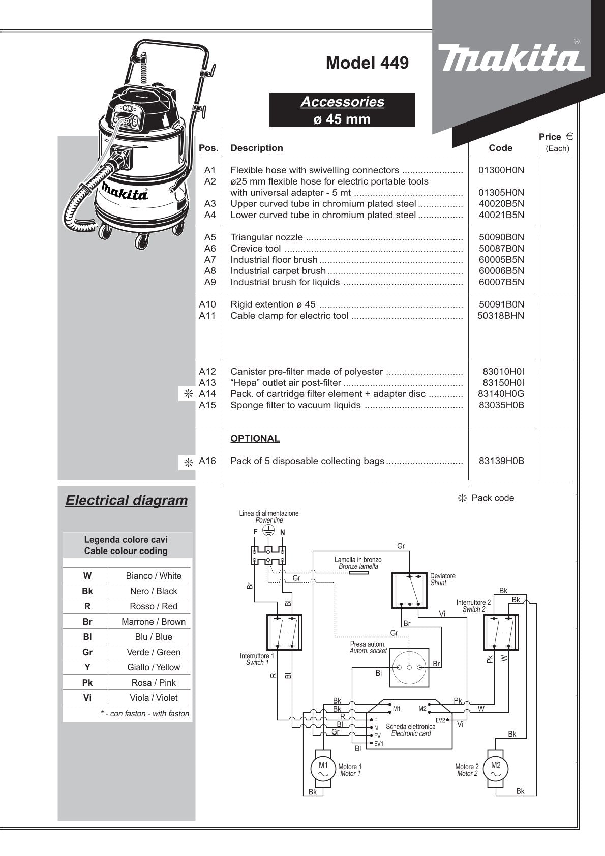 Vue éclatée Makita 449 - page 7