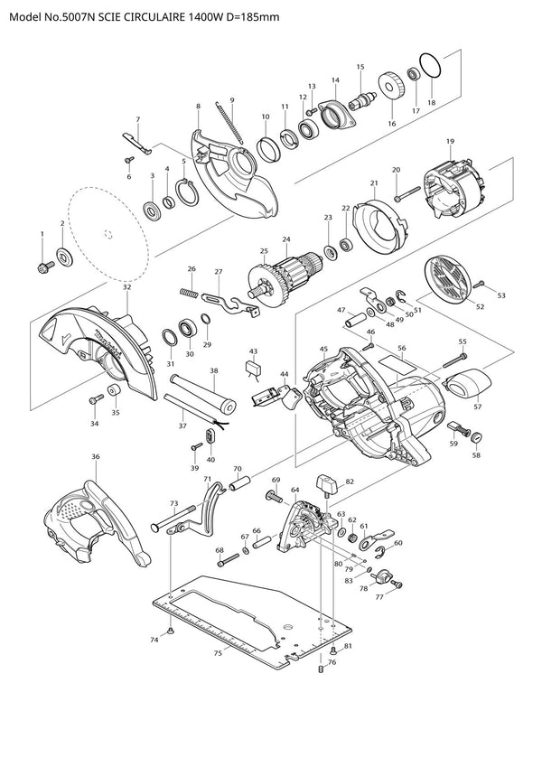 Vue éclatée Makita 5007N - page 1