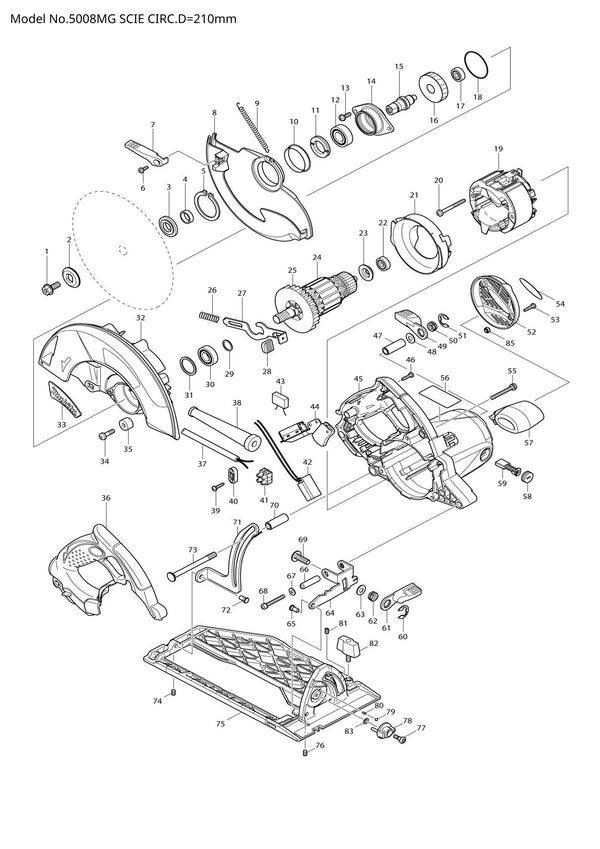 Vue éclatée Makita 5008MG - page 1
