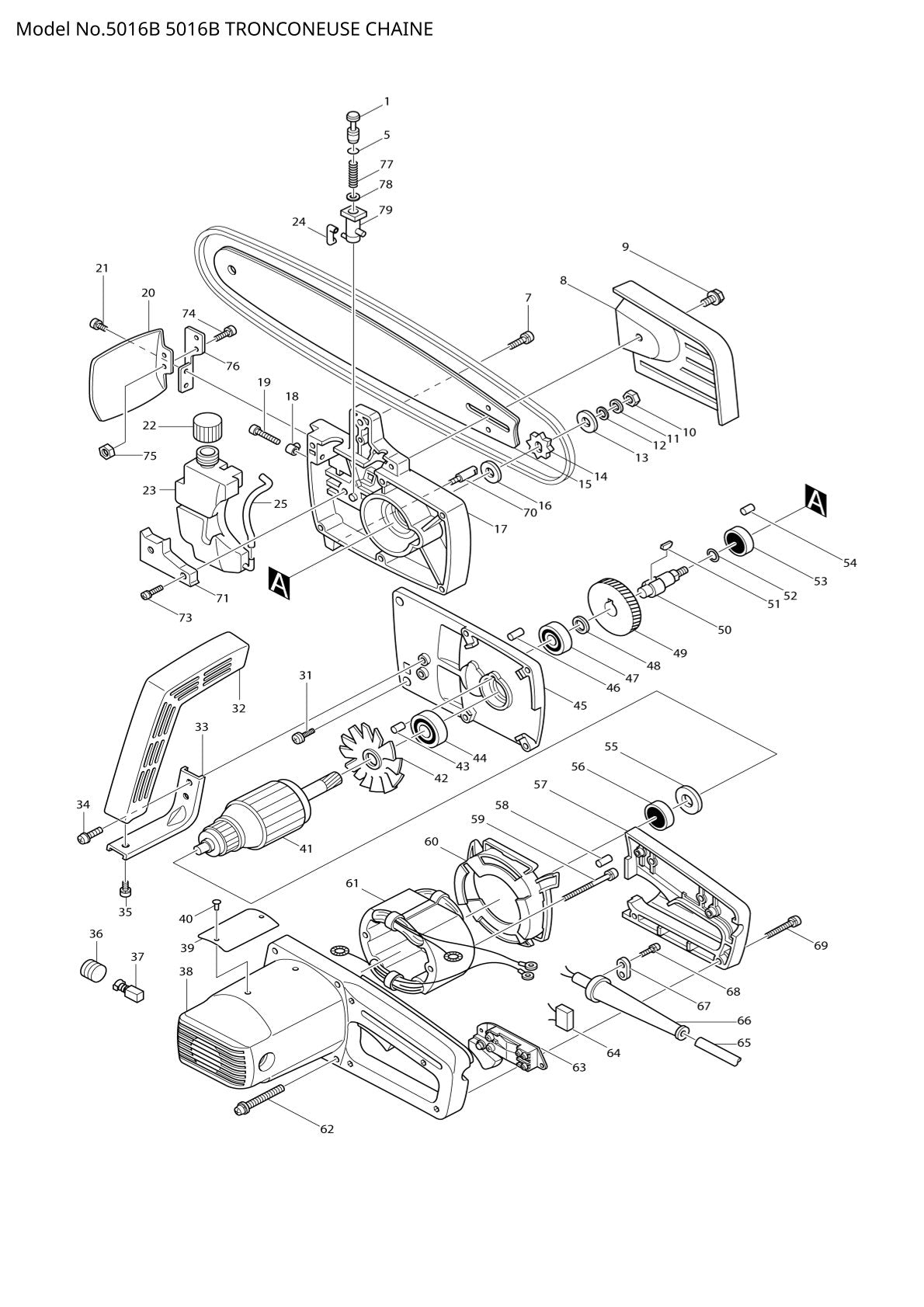 Vue éclatée Makita 5016B - page 1