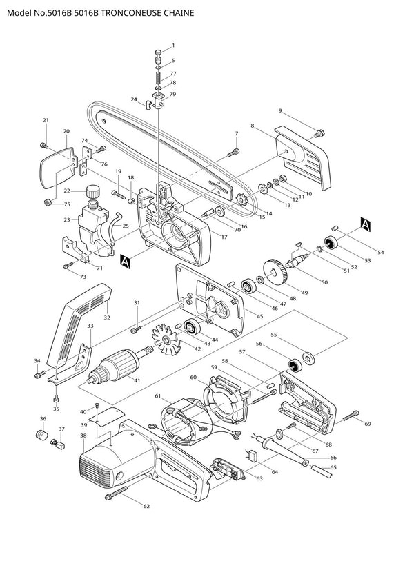 Vue éclatée Makita 5016B - page 1
