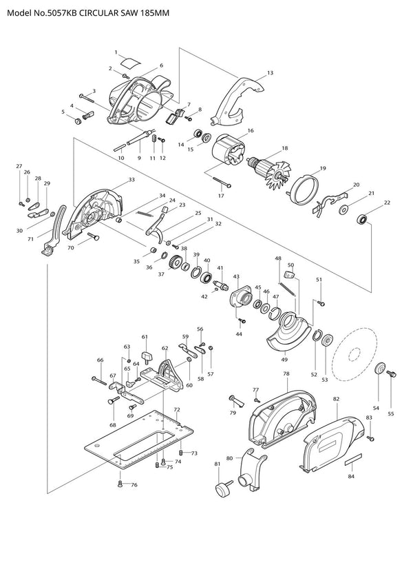 Vue éclatée Makita 5057KB - page 1