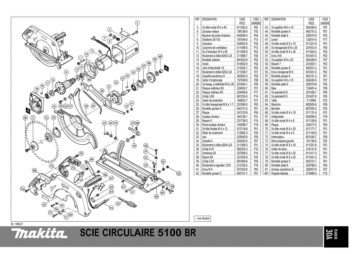 Vue éclatée Makita 5100BR - page 1