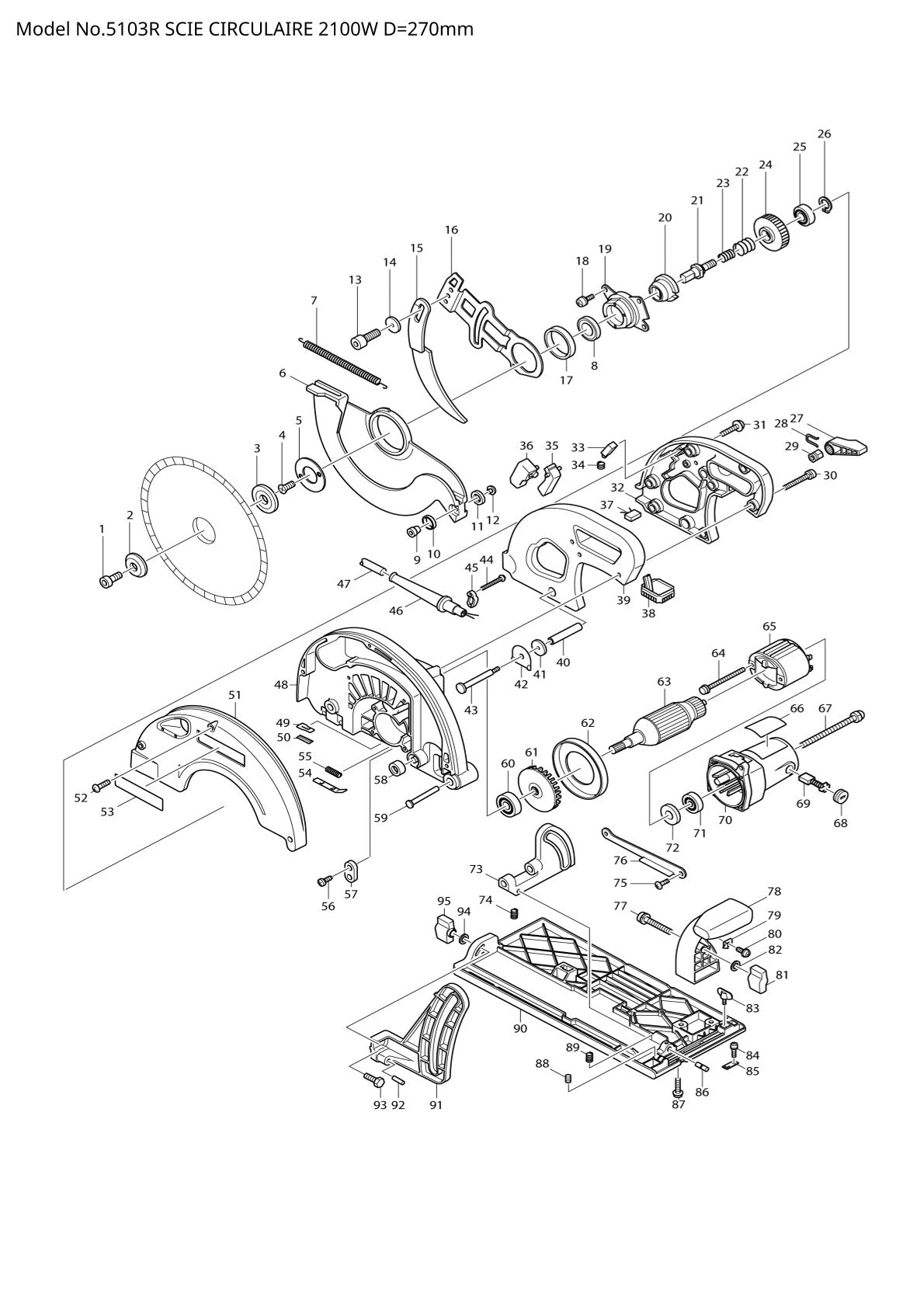 Vue éclatée Makita 5103R - page 1