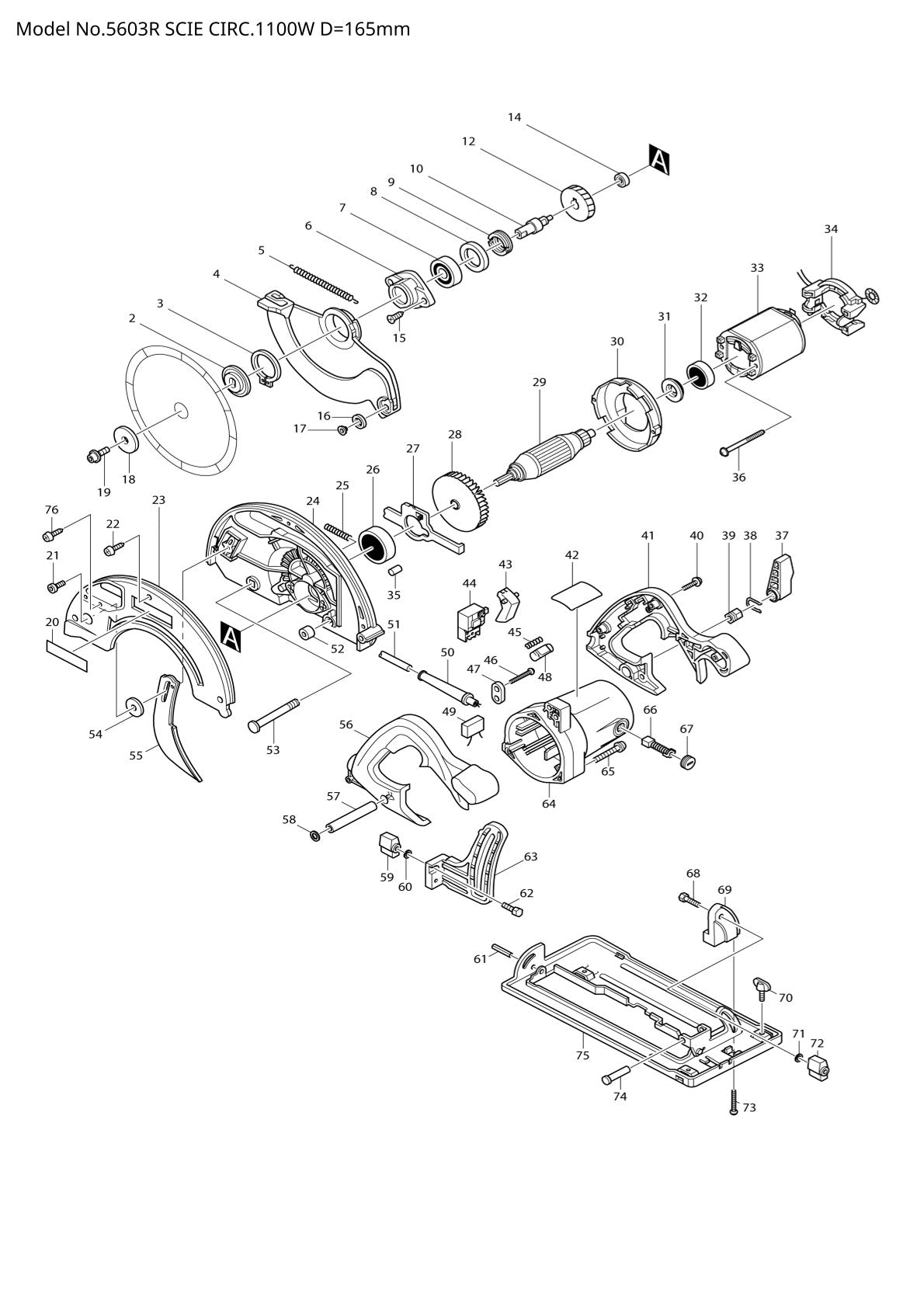 Vue éclatée Makita 5603R - page 1