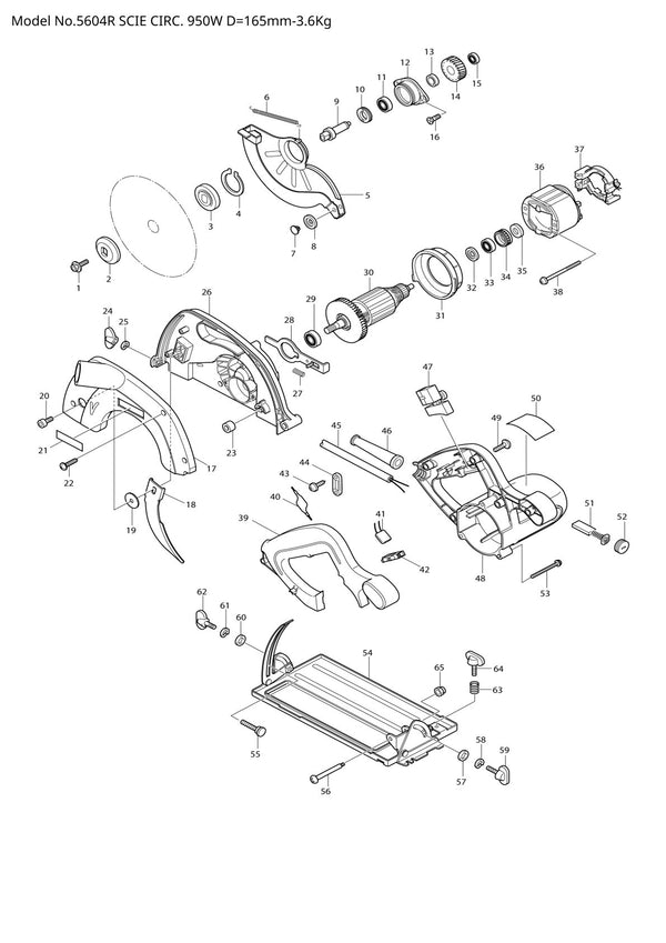 Vue éclatée Makita 5604R - page 1