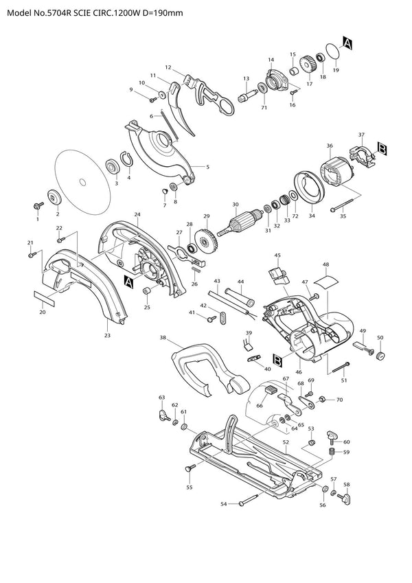 Vue éclatée Makita 5704R - page 1
