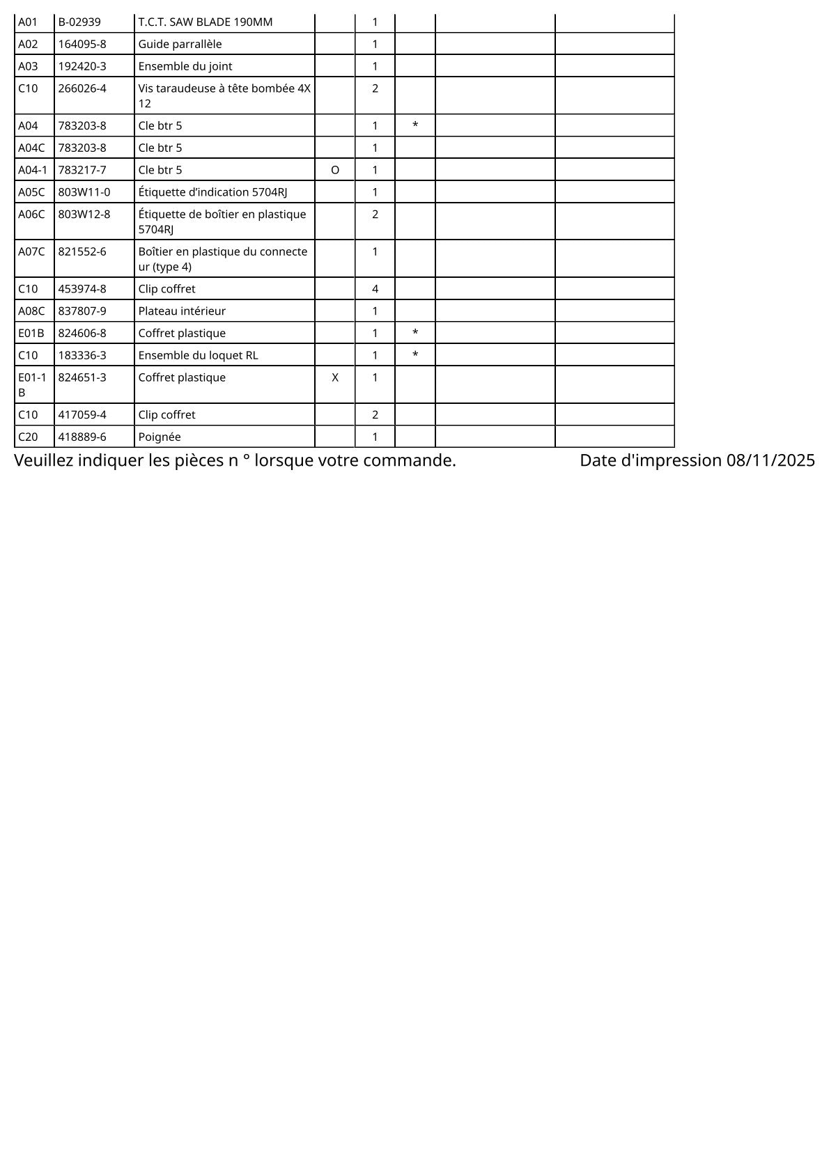 Vue éclatée Makita 5704R - page 4
