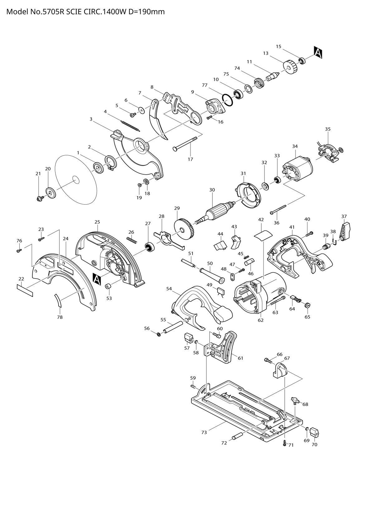 Vue éclatée Makita 5705R - page 1