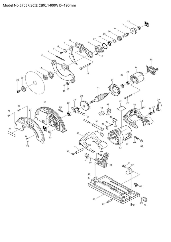 Vue éclatée Makita 5705R - page 1