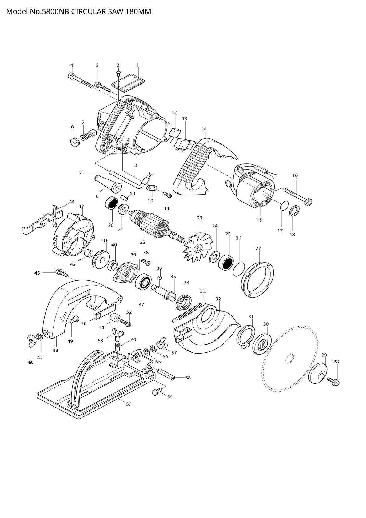 Vue éclatée Makita 5800NB - page 1