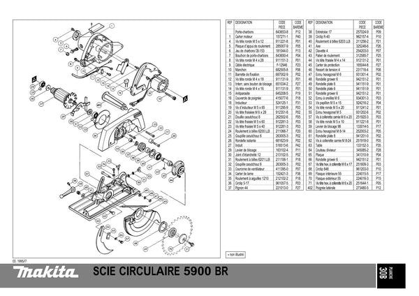 Vue éclatée Makita 5900BR - page 1