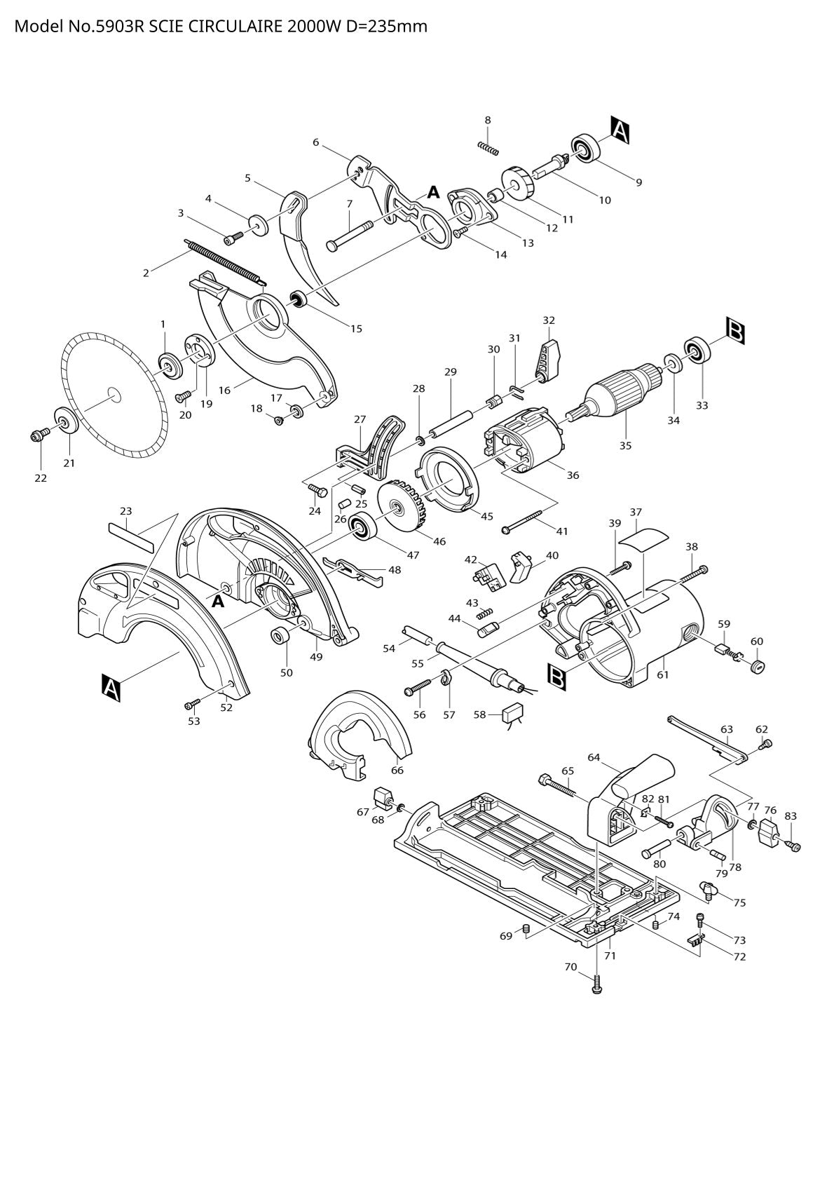 Vue éclatée Makita 5903R - page 1