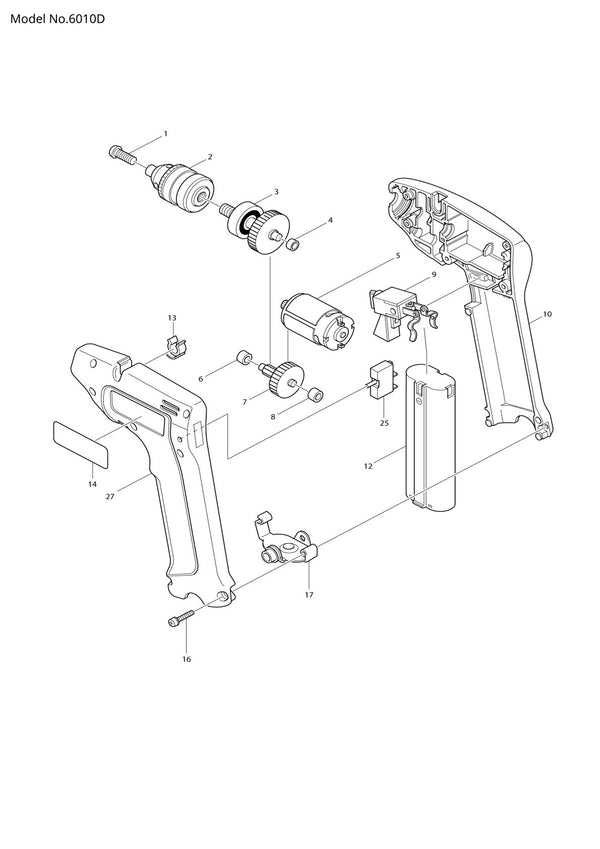 Vue éclatée Makita 6010D - page 1