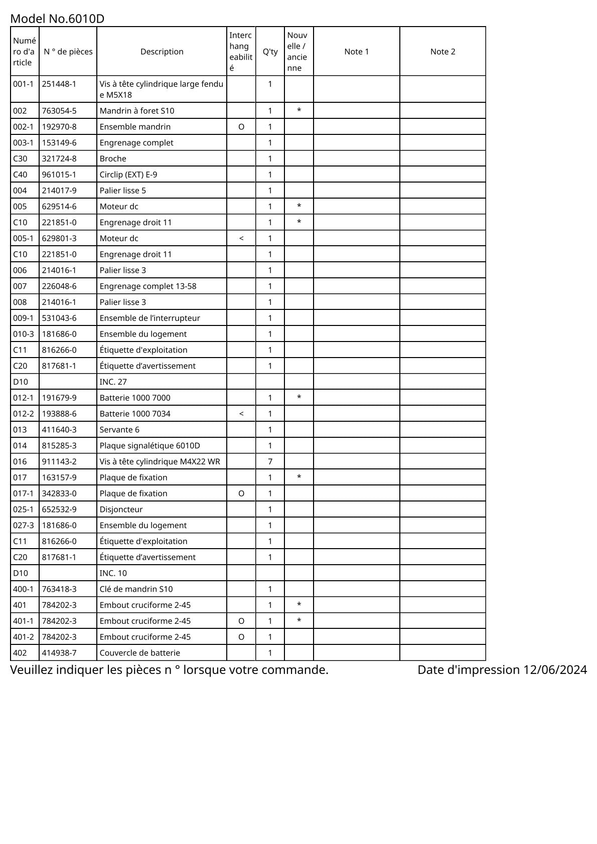 Vue éclatée Makita 6010D - page 2