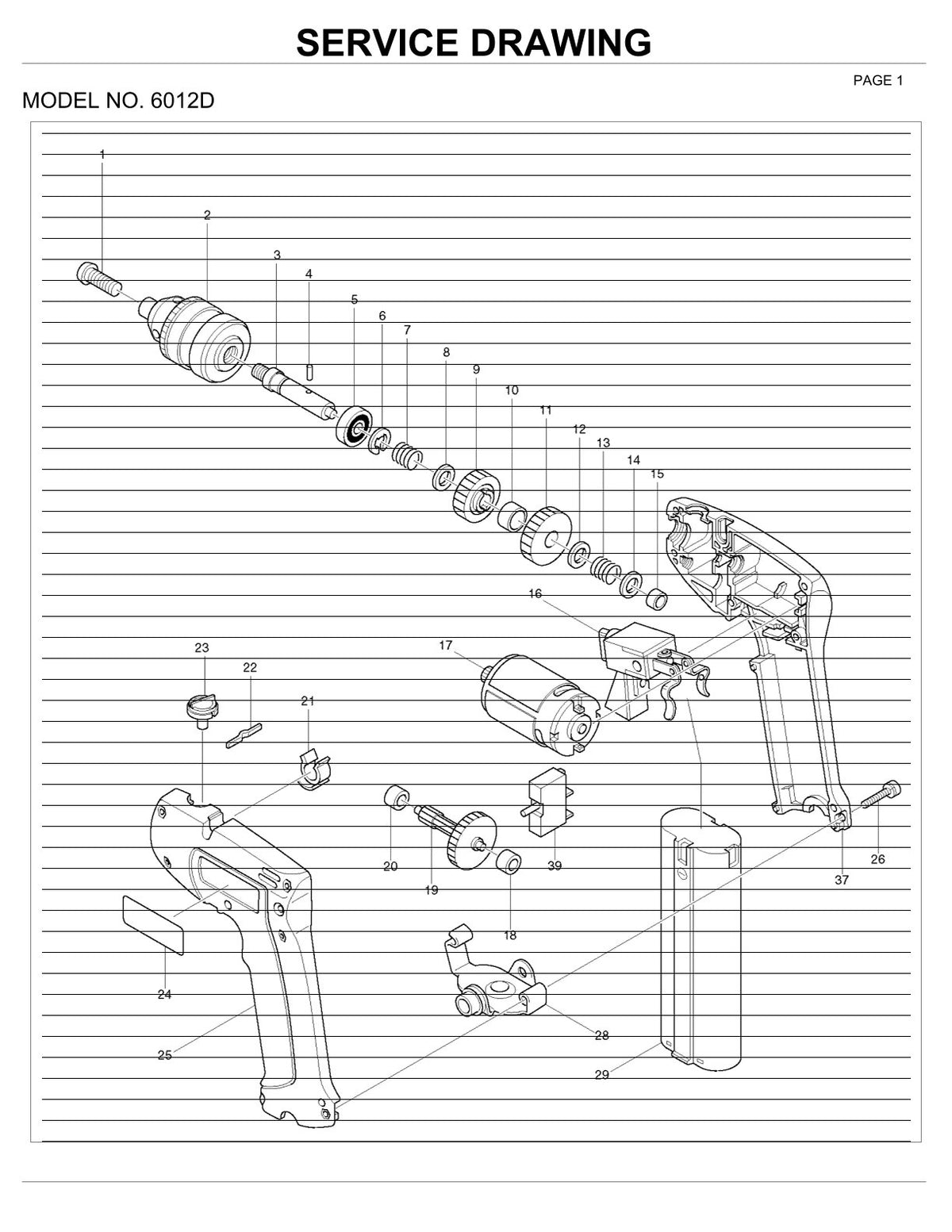 Vue éclatée Makita 6012D - page 1