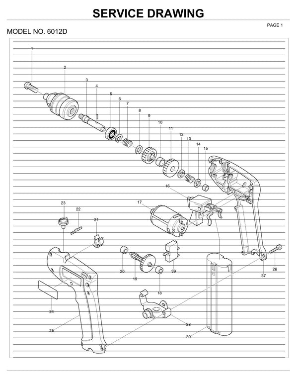 Vue éclatée Makita 6012D - page 1
