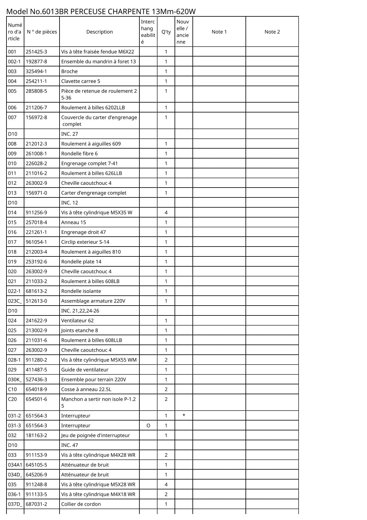 Vue éclatée Makita 6013BR - page 2