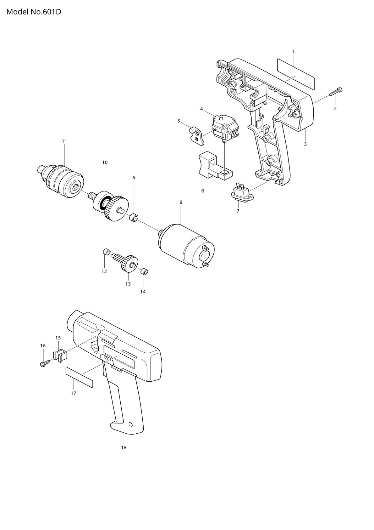 Vue éclatée Makita 601D - page 1