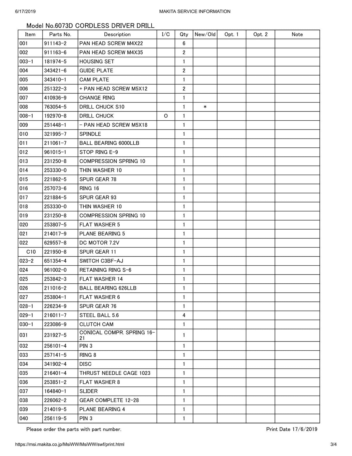 Vue éclatée Makita 6073D - page 3