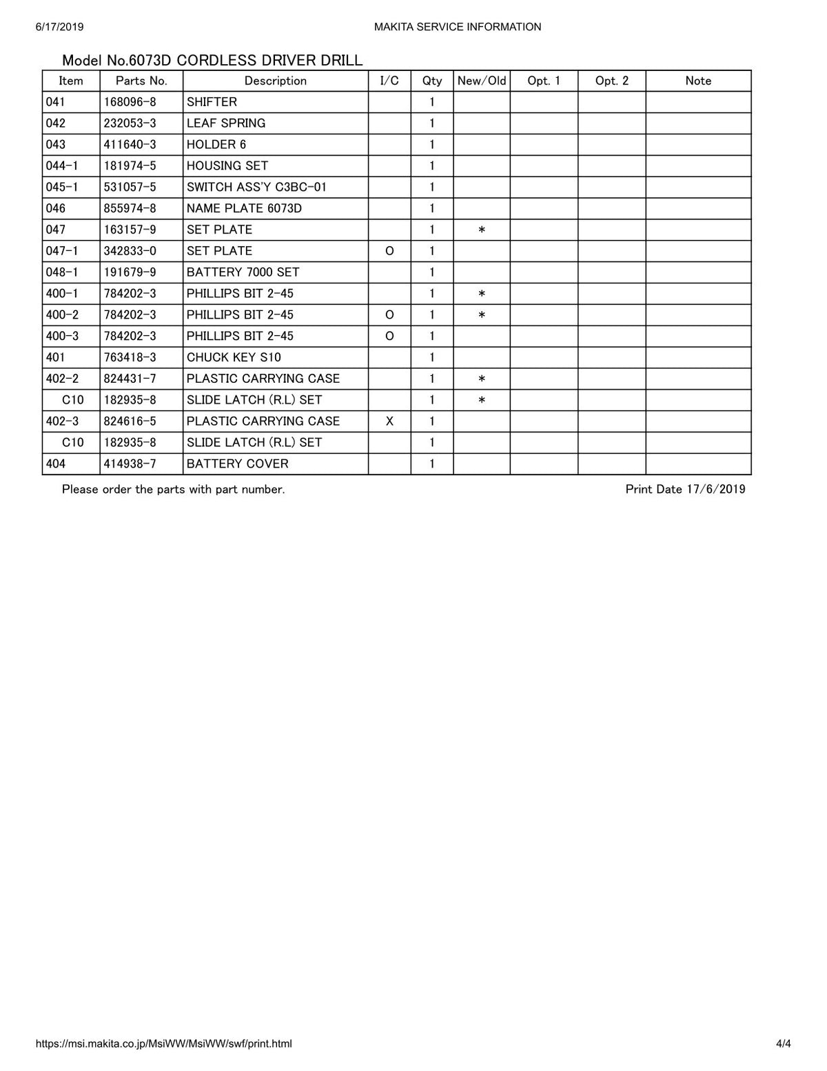 Vue éclatée Makita 6073D - page 4