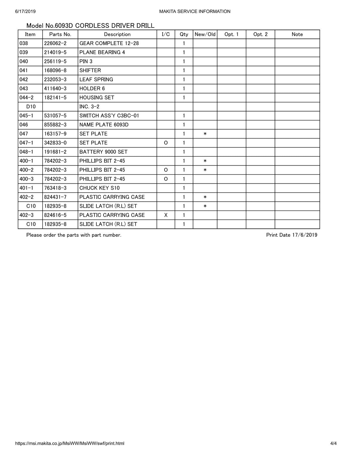 Vue éclatée Makita 6093D - page 4
