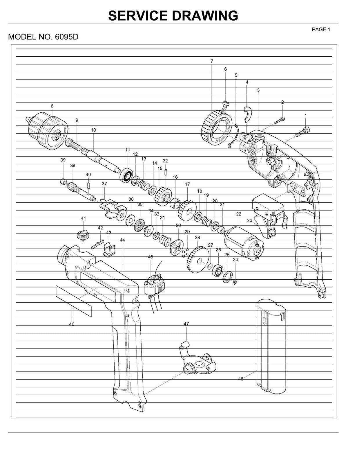 Vue éclatée Makita 6095D - page 1