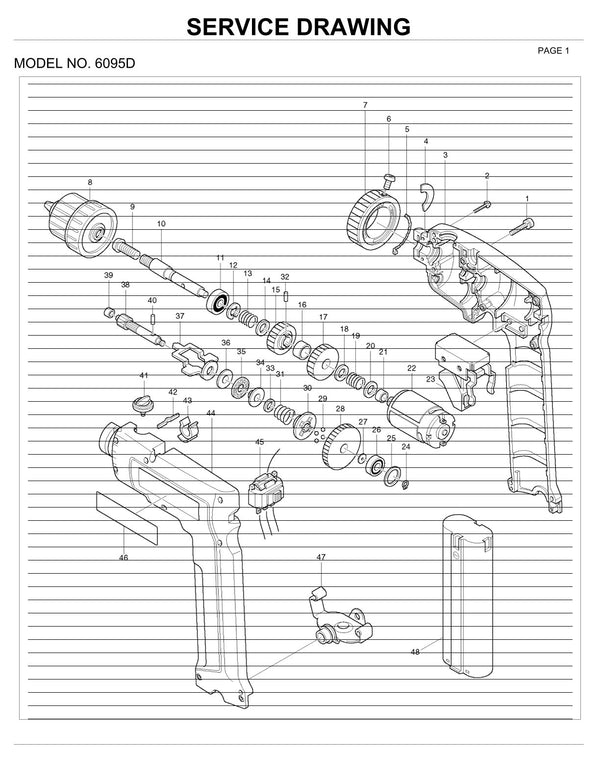 Vue éclatée Makita 6095D - page 1