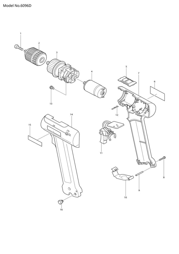 Vue éclatée Makita 6096D - page 1