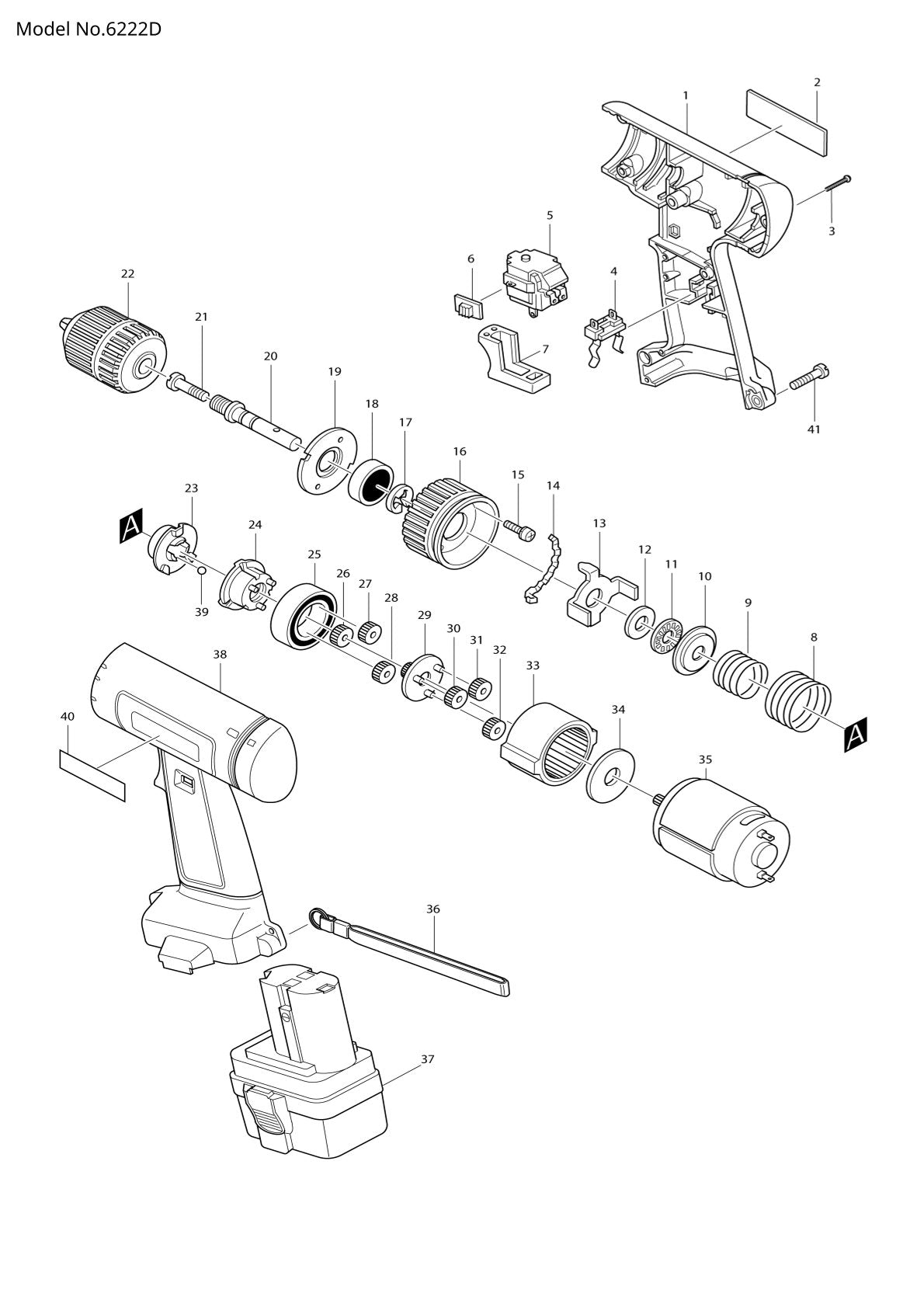 Vue éclatée Makita 6222D - page 1