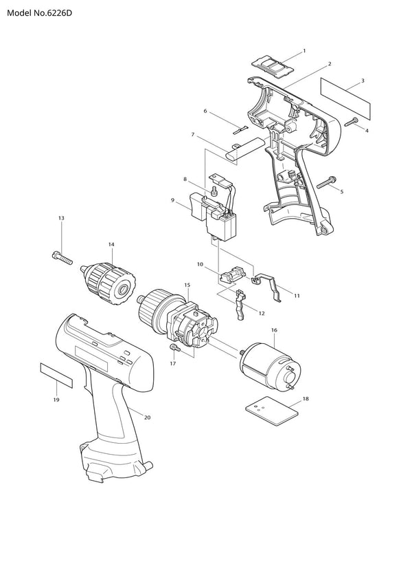 Vue éclatée Makita 6226D - page 1