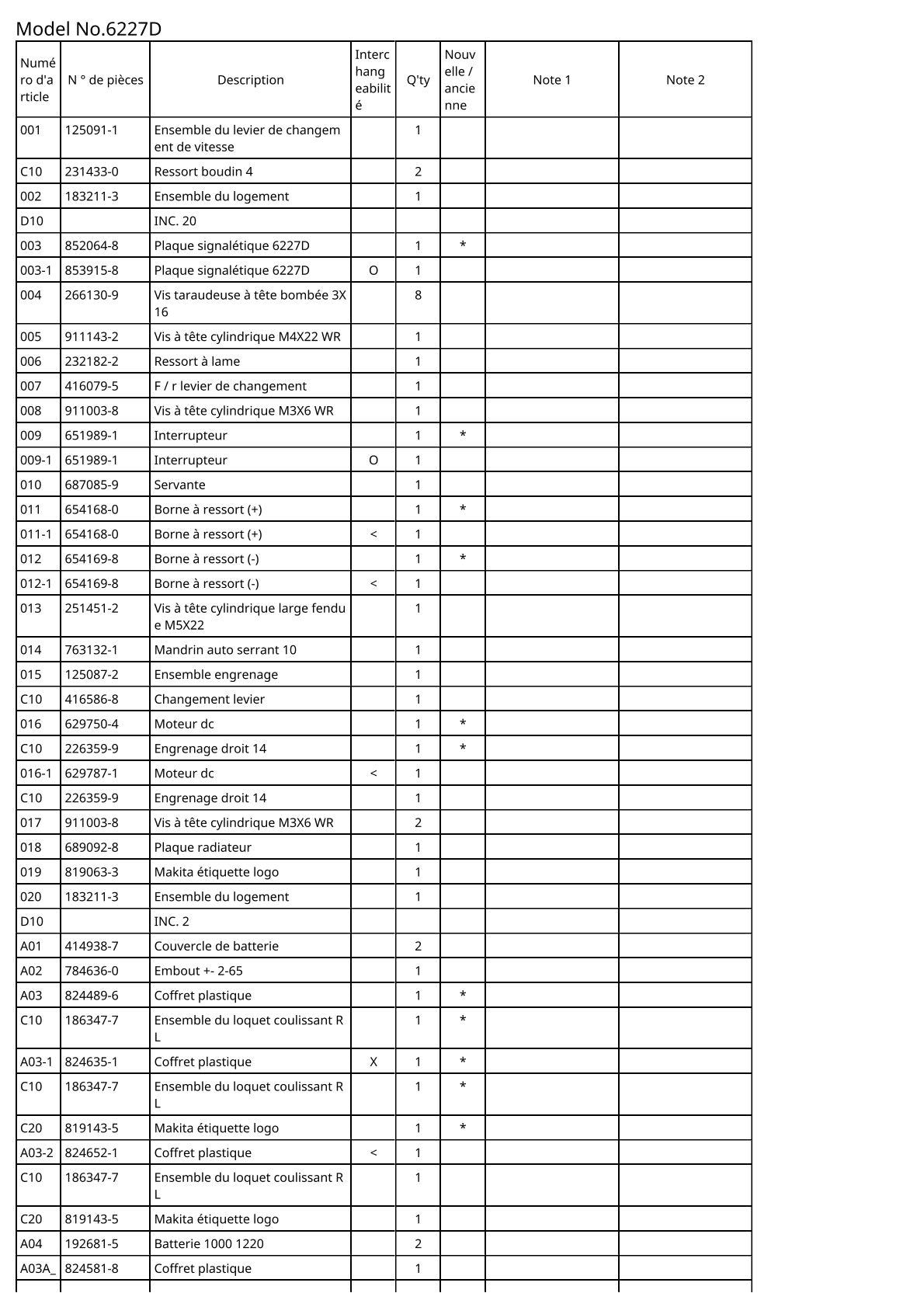 Vue éclatée Makita 6227D - page 2