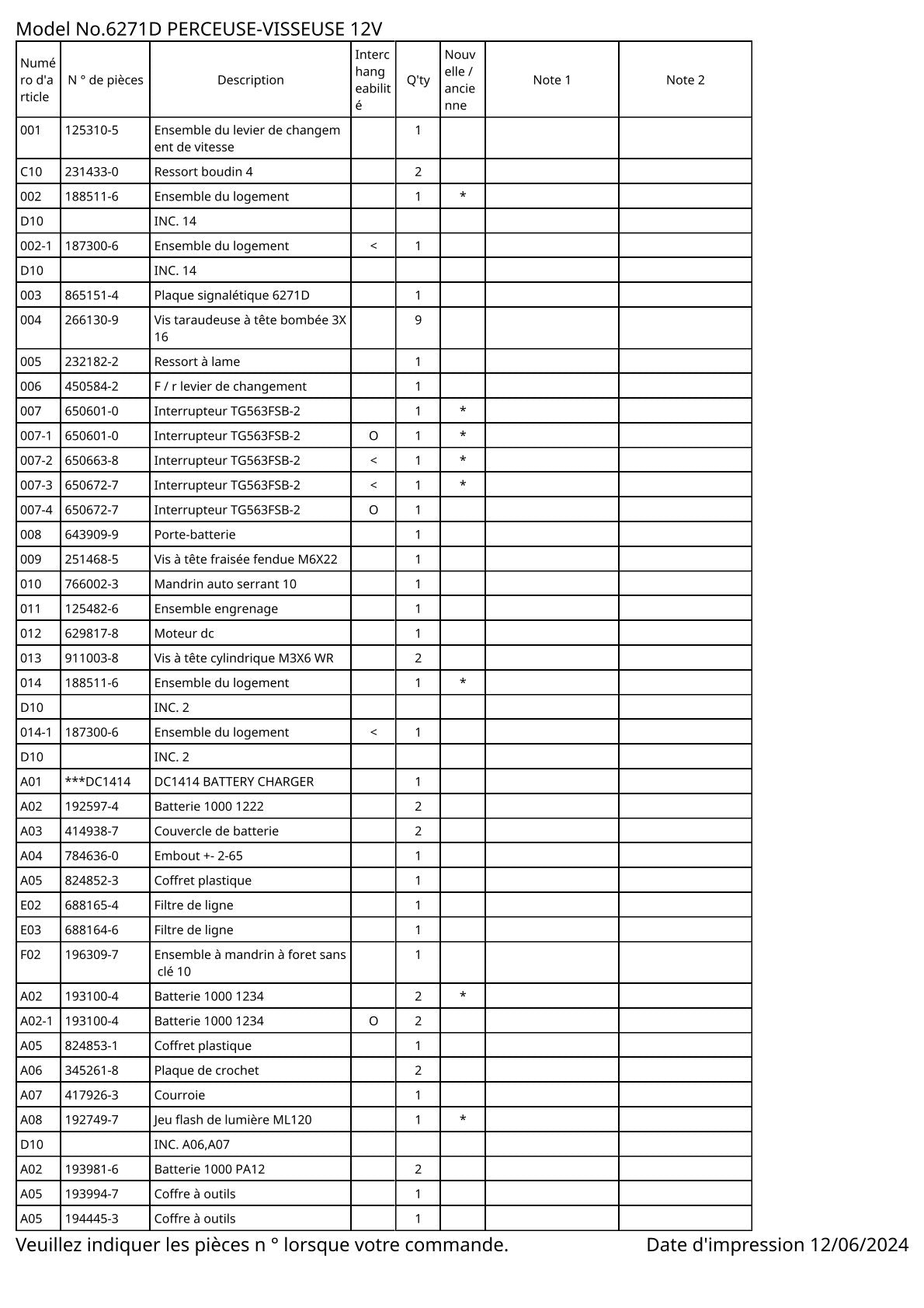 Vue éclatée Makita 6271D - page 2