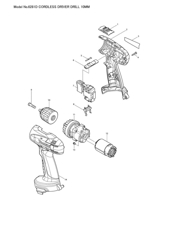 Vue éclatée Makita 6281D - page 1