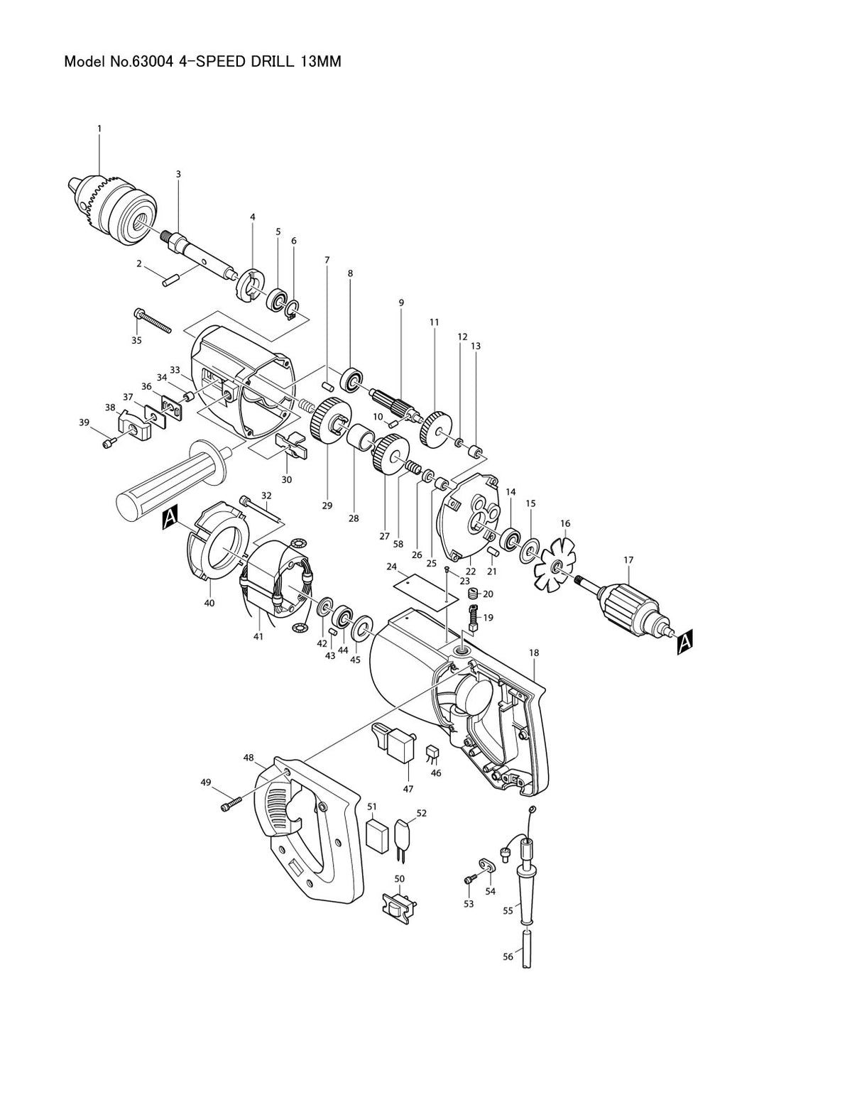 Vue éclatée Makita 6300-4 - page 1