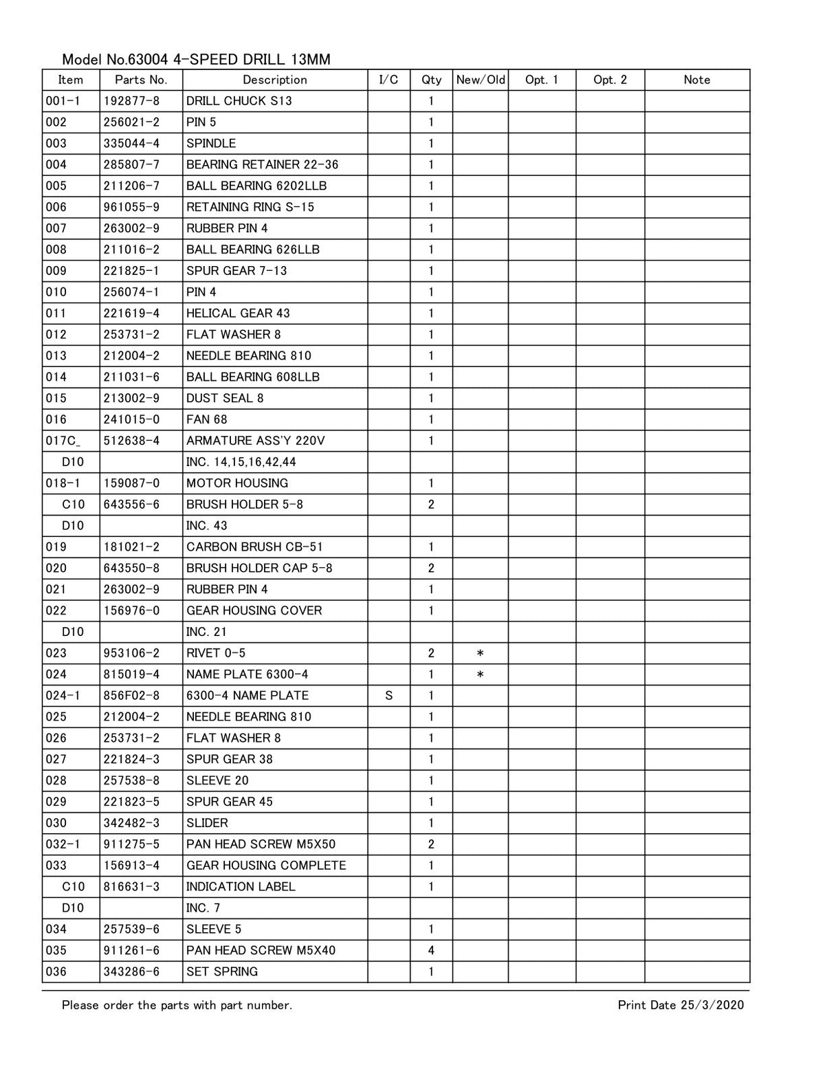 Vue éclatée Makita 6300-4 - page 2