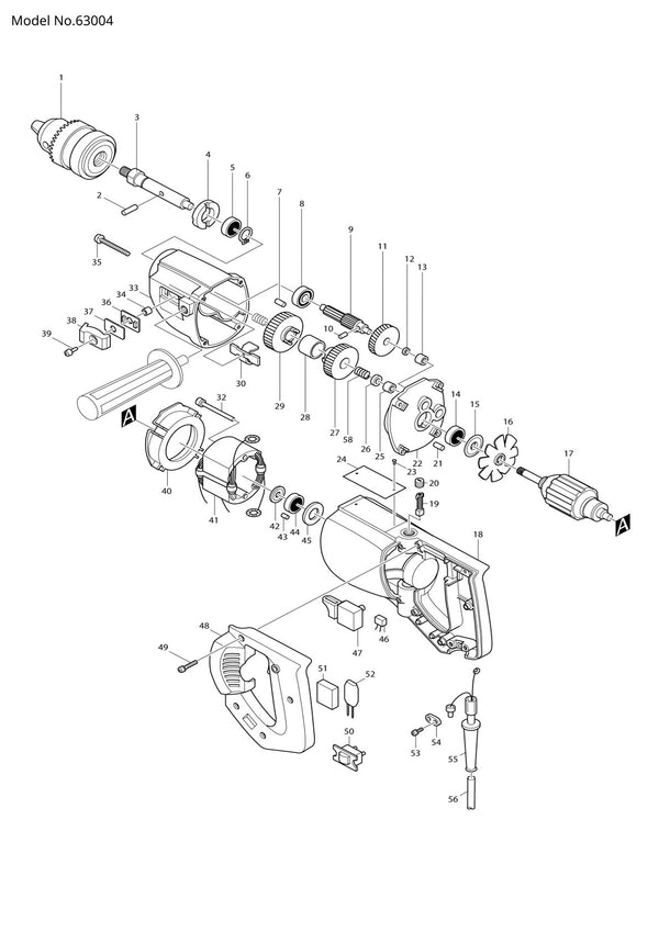 Vue éclatée Makita 63004 - page 1