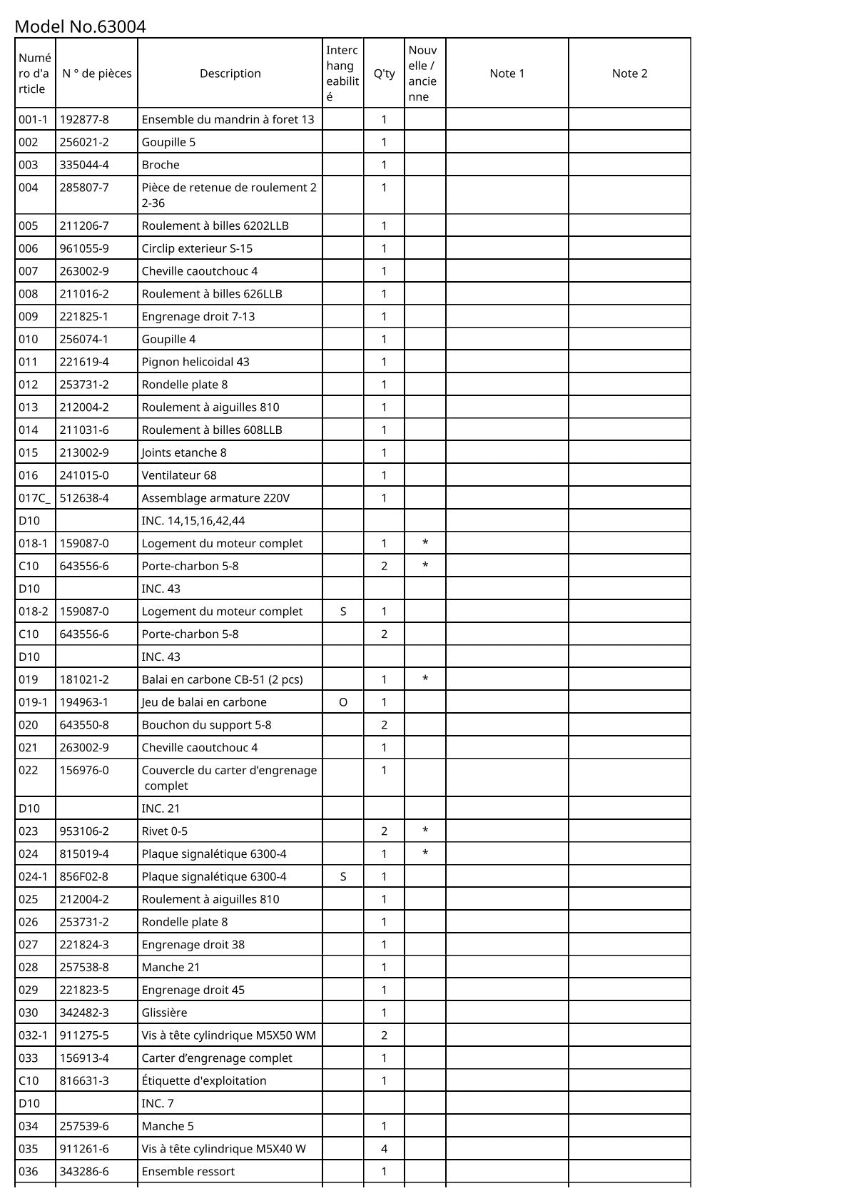 Vue éclatée Makita 63004 - page 2