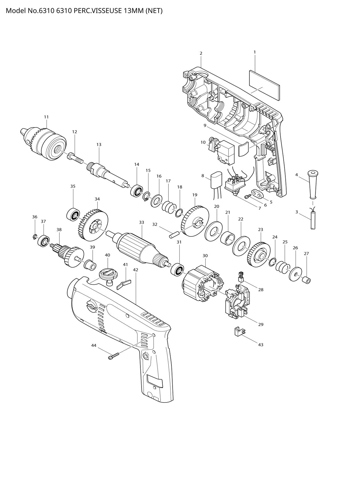 Vue éclatée Makita 6310 - page 1