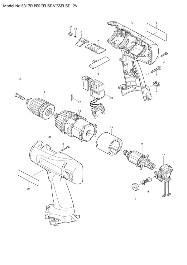 Vue éclatée Makita 6317D - page 1