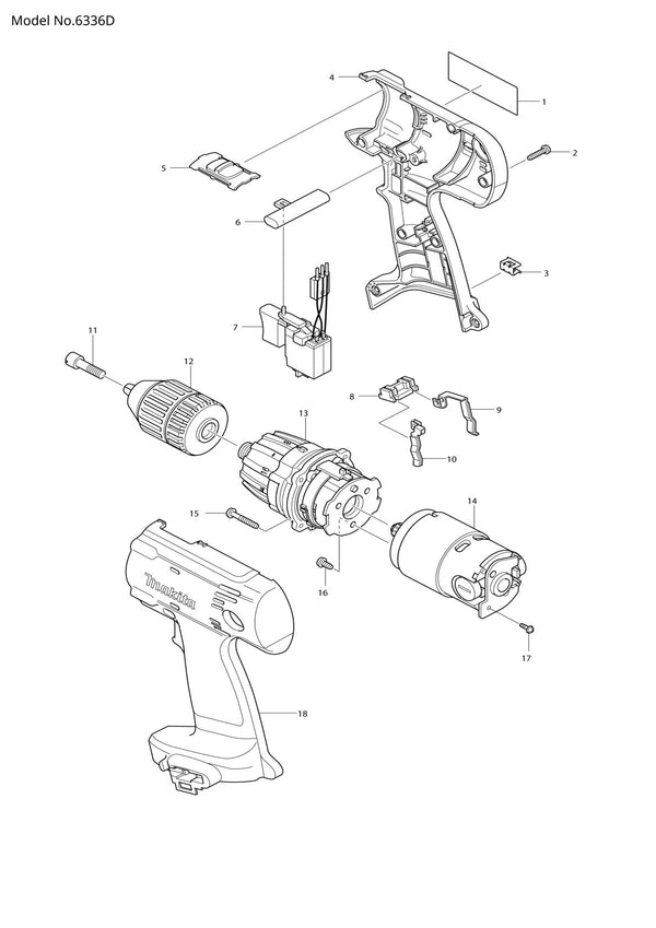 Vue éclatée Makita 6336D - page 1