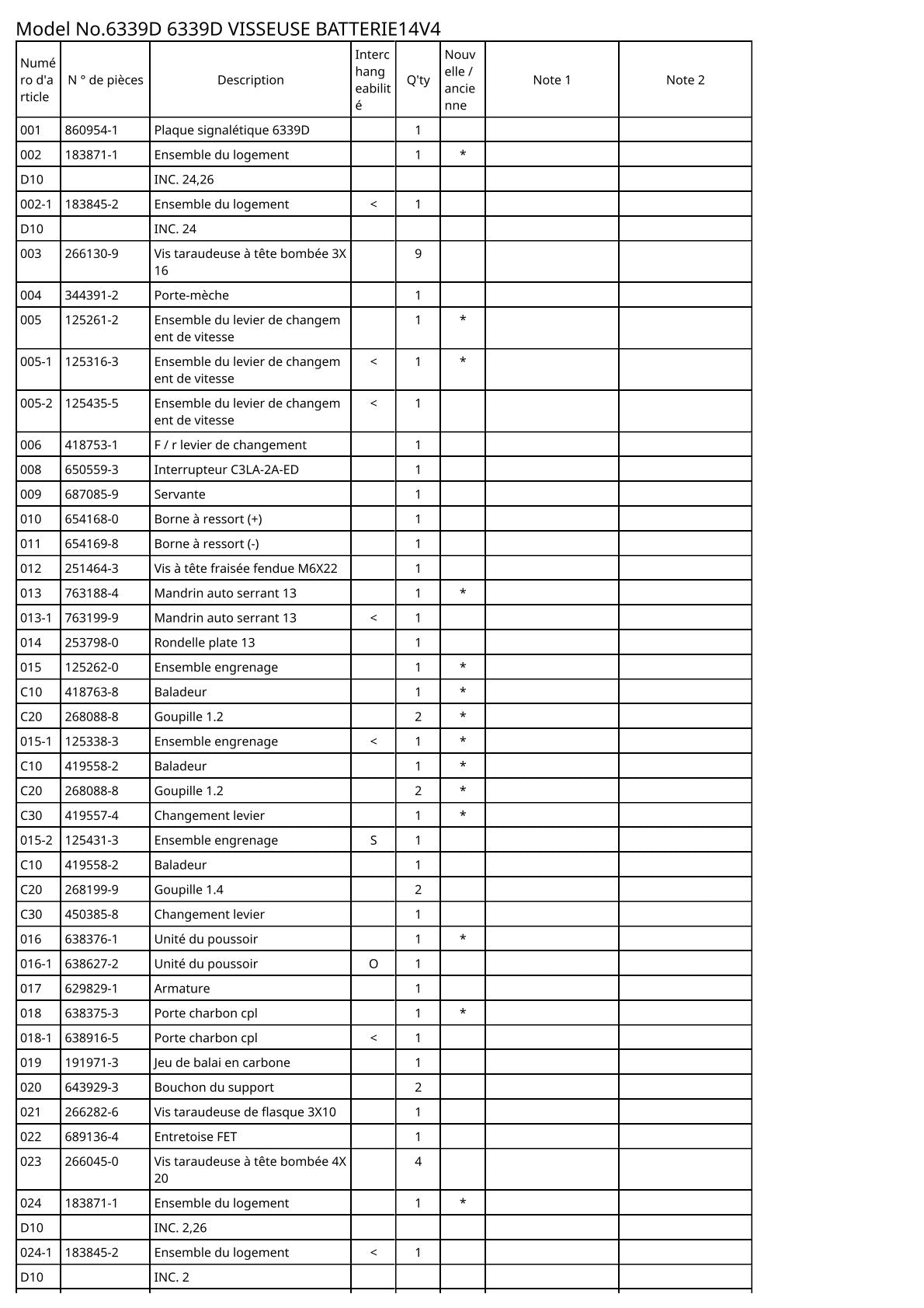 Vue éclatée Makita 6339D - page 2