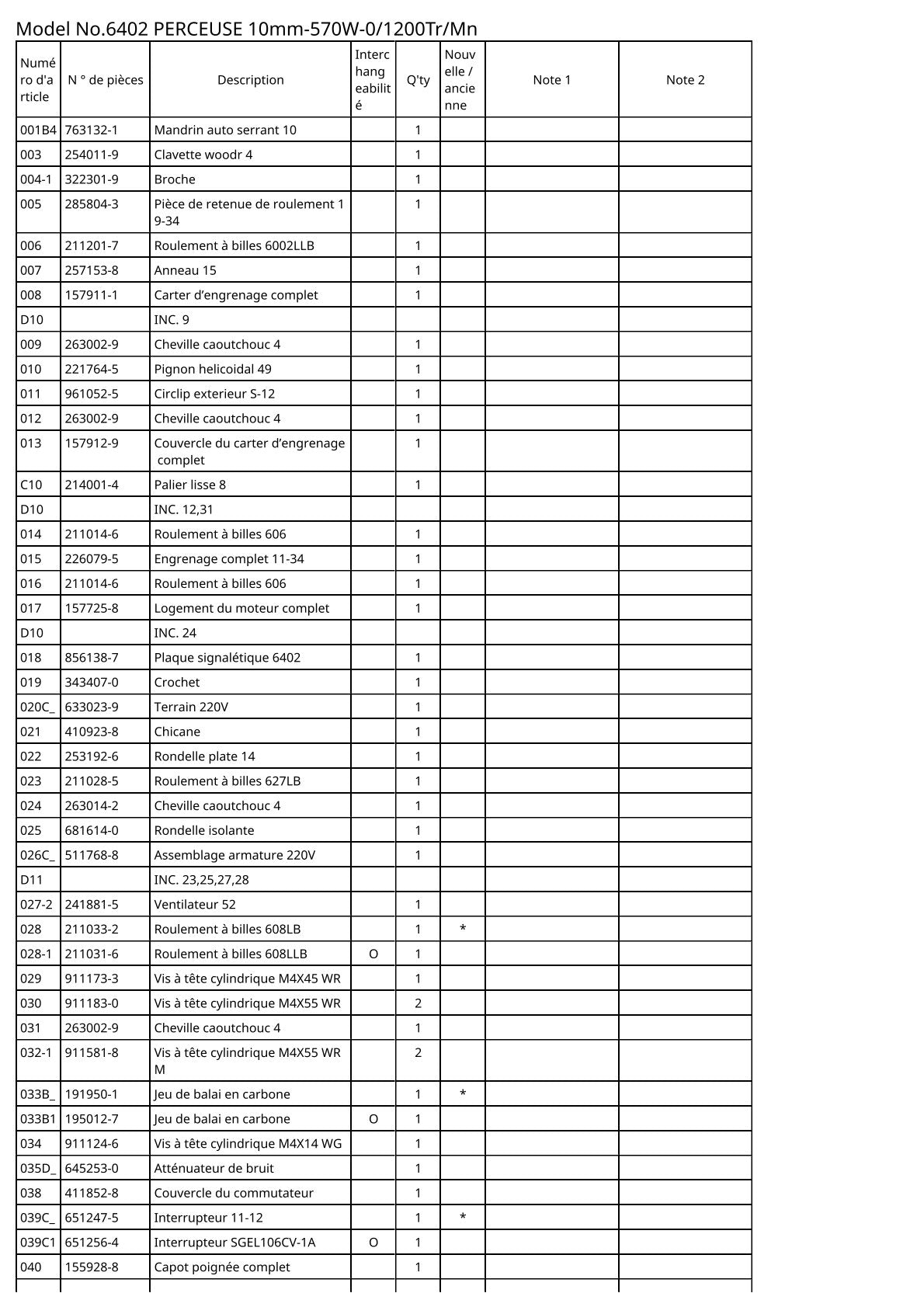 Vue éclatée Makita 6402 - page 2