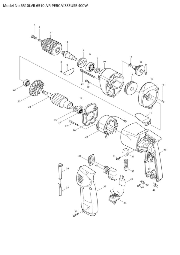 Vue éclatée Makita 6510LVR - page 1