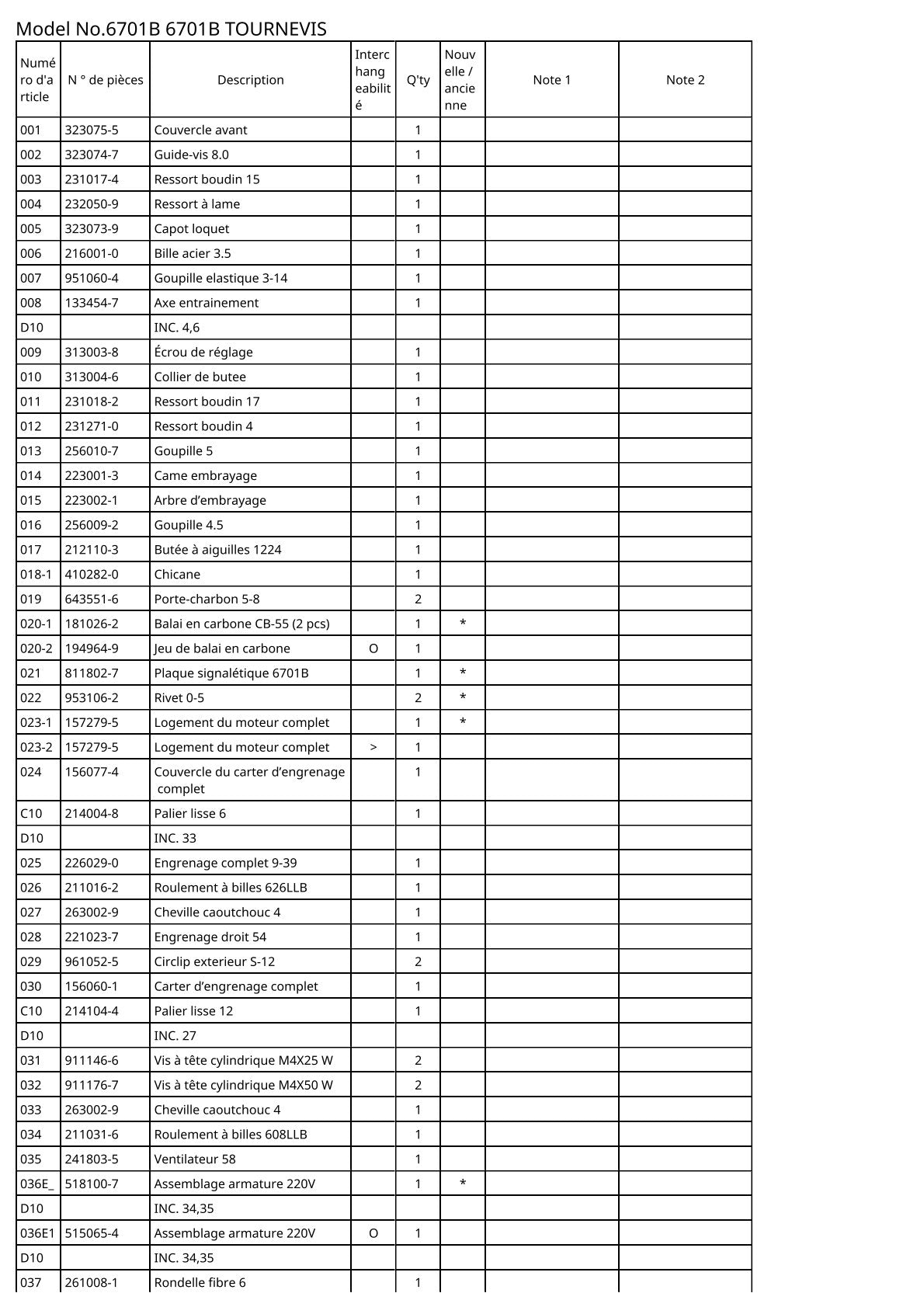 Vue éclatée Makita 6701B - page 2